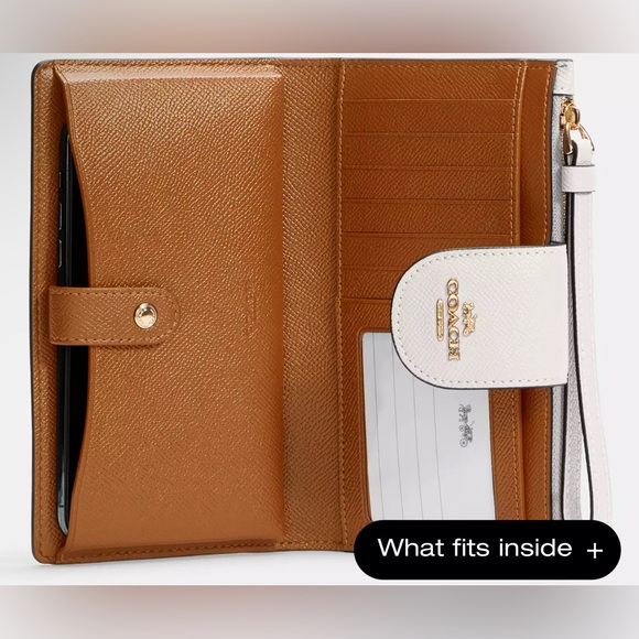 Coach White / Camel Tan Phone Wallet Wristlet - Picture 1 of 2